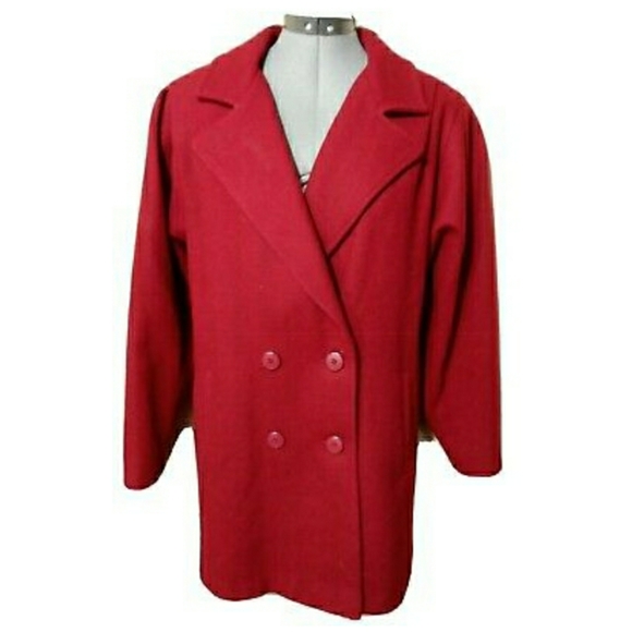 MISS NEW YORKER Vintage Wool Peacoat M Red Andover